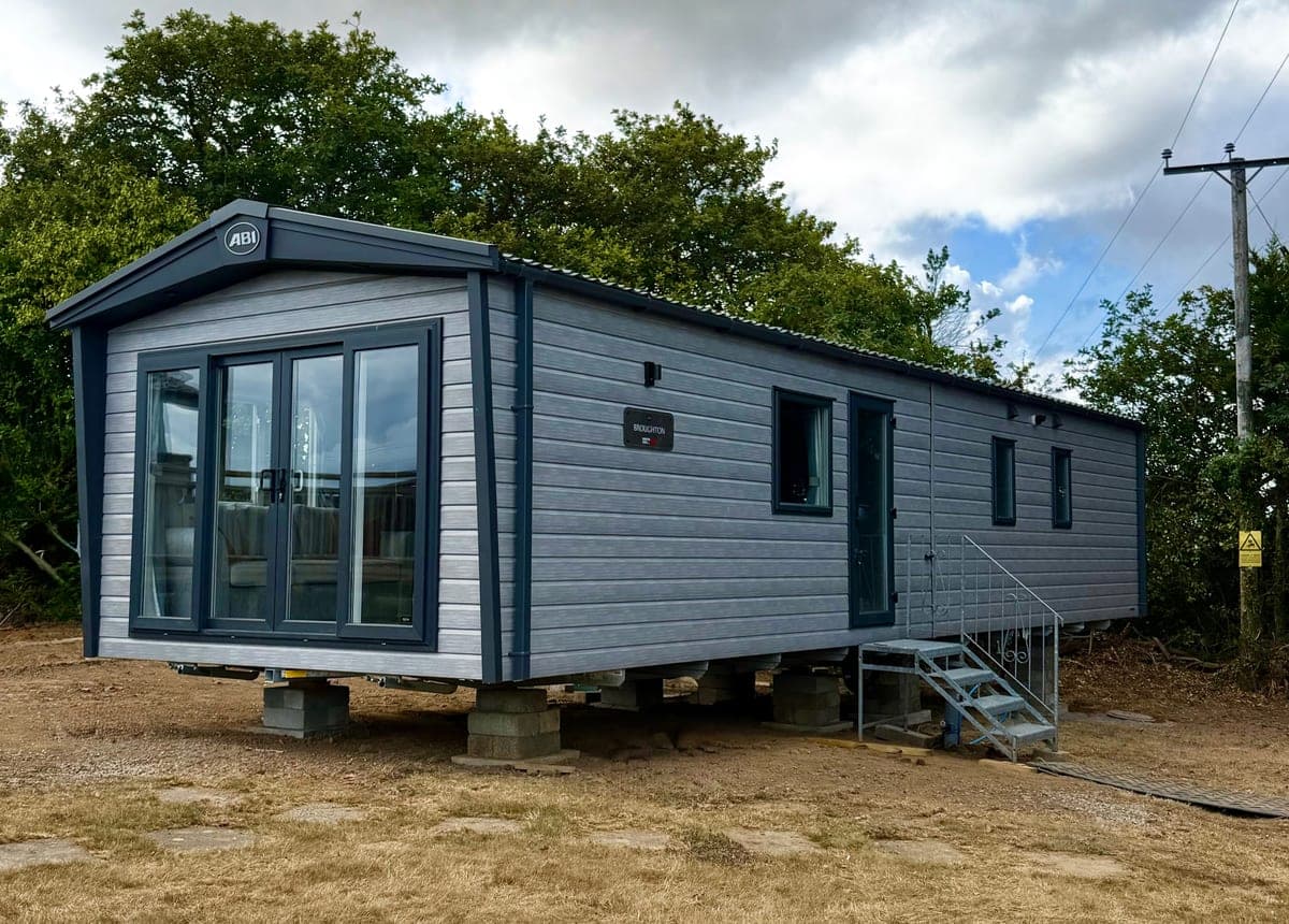 A new ABI Broughton holiday home on its pitch at Broadfield