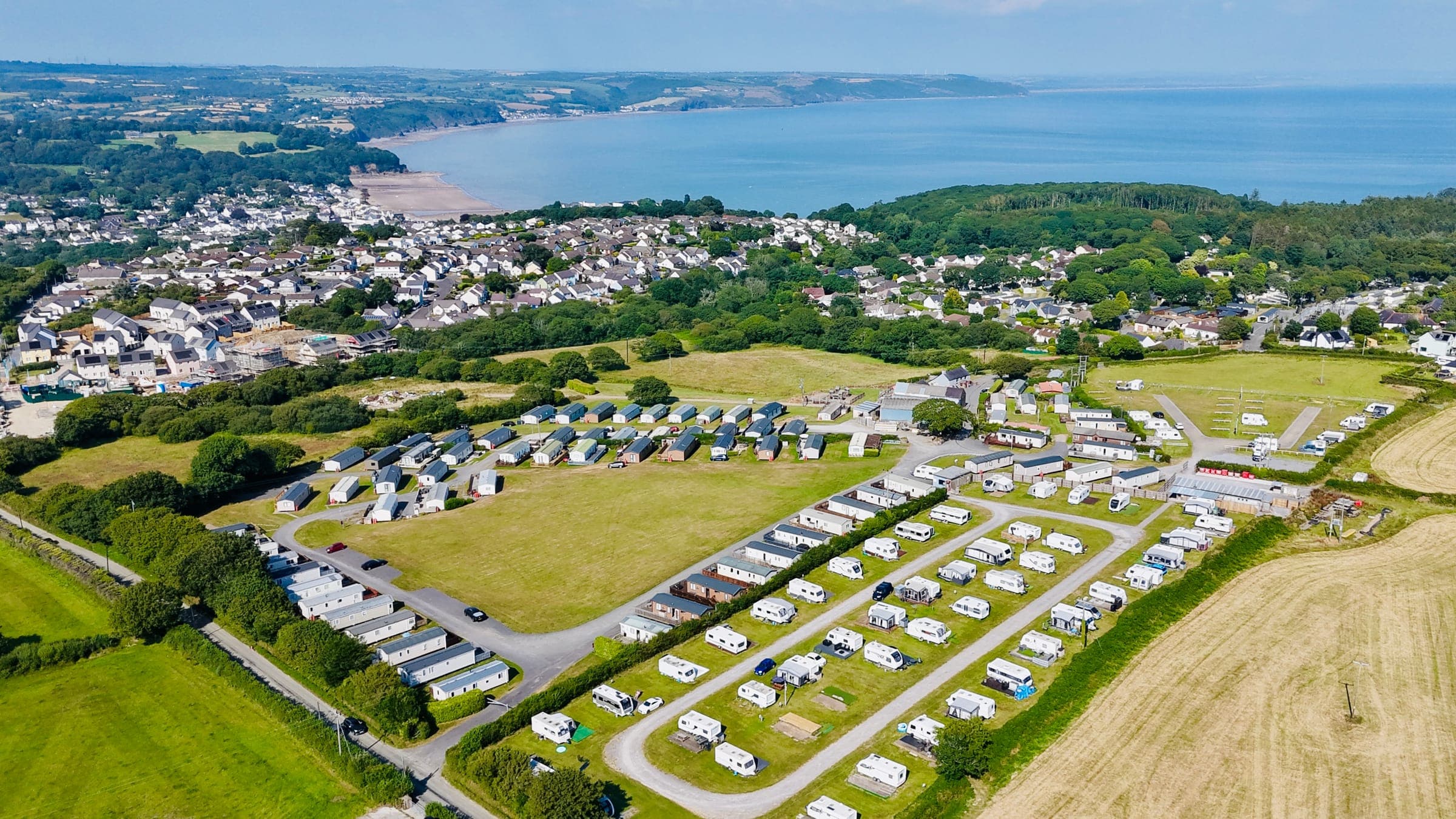Broadfield Farm from the air, with Saundersfoot and the bay behind